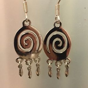 925 Sterling Silver Spiral Dangle Earrings